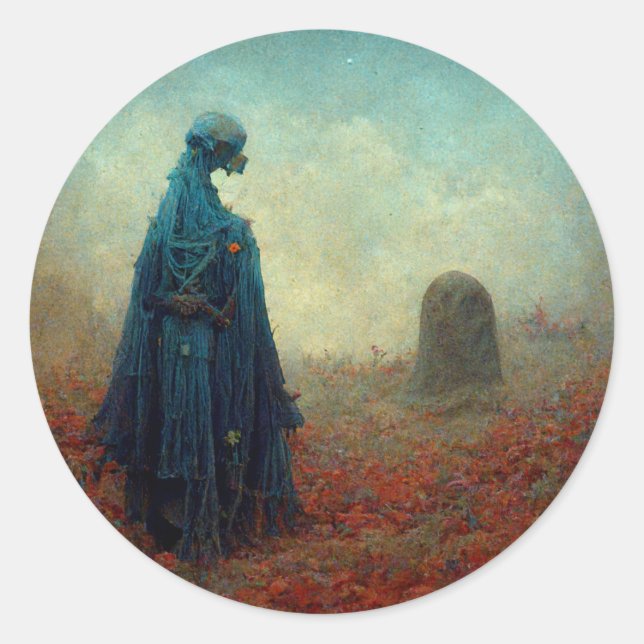 The Grave Surreal Sci-Fi Fantasy Alien Classic Round Sticker (Front)