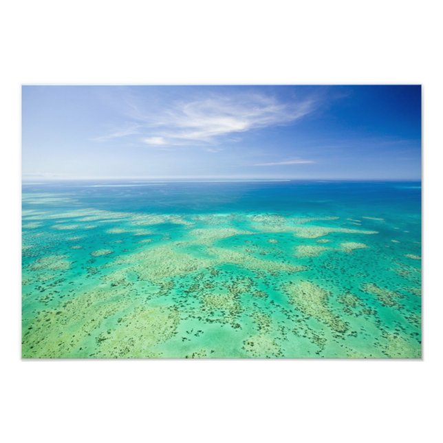 The Great Barrier Reef, aerial view of Green Photo Print (Front)