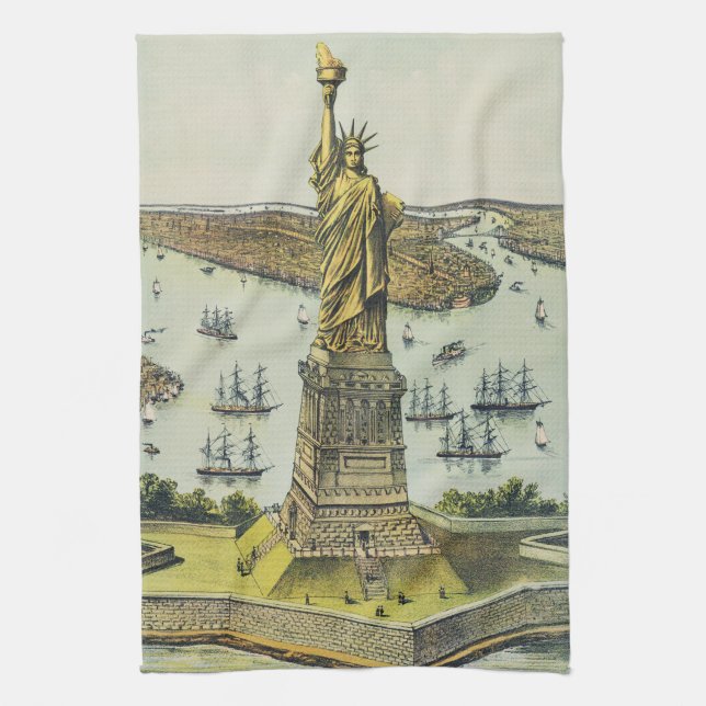 The Great Bartholdi Statue, Statue of Liberty Tea Towel (Vertical)