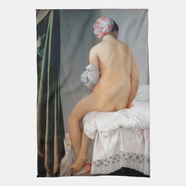 The Great Bather (Seated Woman), Dominique Ingres Tea Towel (Vertical)