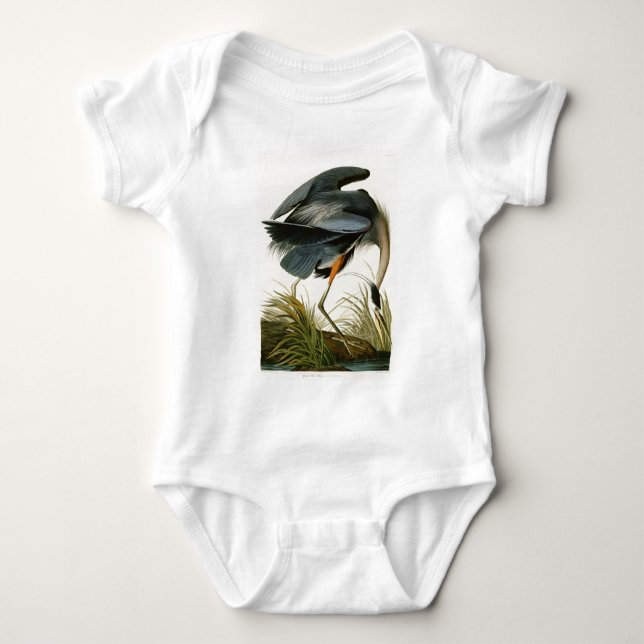 The Great Blue Heron John Audubon Birds of America Baby Bodysuit (Front)