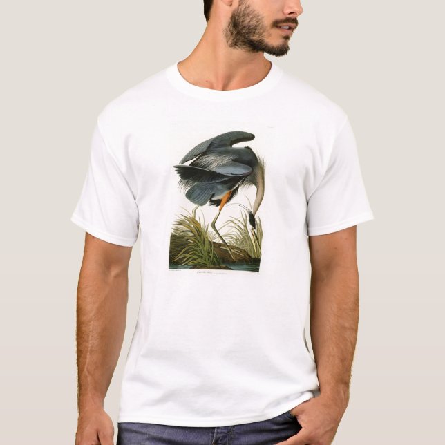 The Great Blue Heron John Audubon Birds of America T-Shirt (Front)