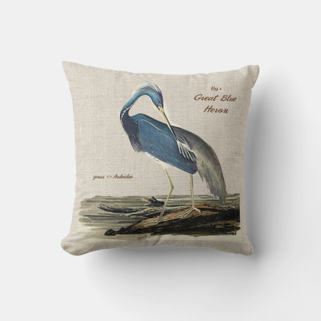 The Great Blue Heron- Poly knit Cushion (Front)