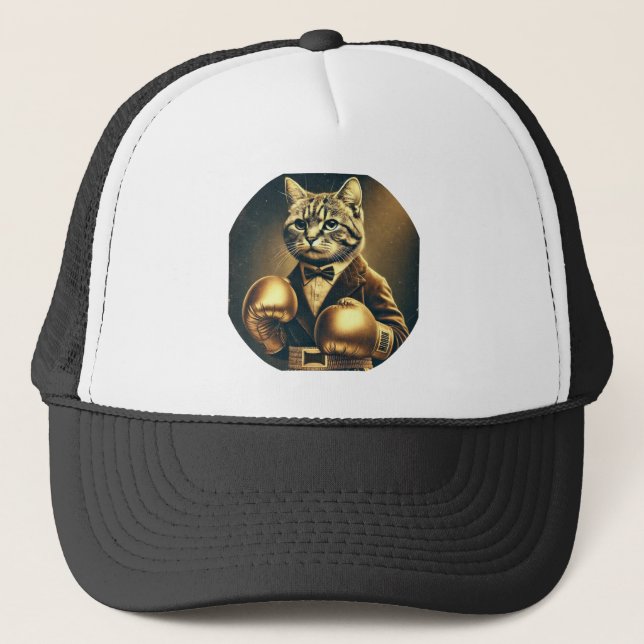 The Great Catsby – Cat with boxing gloves Trucker Hat (Front)