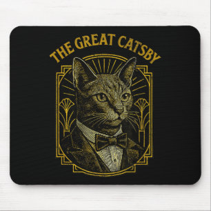 The Great Catsby Funny Retro Art Deco Cat Design  Mouse Pad