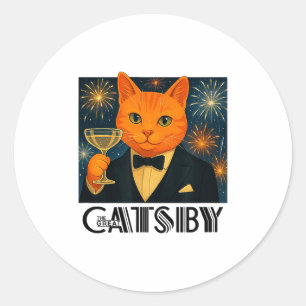 The Great Catsby – Funny Retro Cat Parody Classic Round Sticker