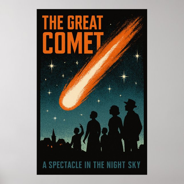 The Great Comet – Vintage Night Sky  Poster (Front)