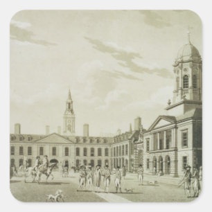 The Great Court Yard, Dublin Castle, 1792 (engravi Square Sticker