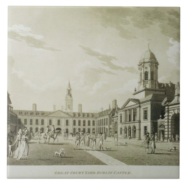 The Great Court Yard, Dublin Castle, 1792 (engravi Tile (Front)