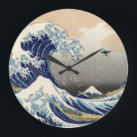 The Great Drone Wave Off Kanagawa Large Clock<br><div class="desc">The image depicts a drone filming an enormous wave threatening three boats off the coast in the Sagami Bay while Mount Fuji rises in the background. This is one of the first drone sightings.</div>