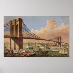The Great East River Suspension Bridge - 1883 Poster