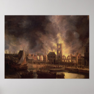 The Great Fire in the Old Town Hall, Amsterdam Poster