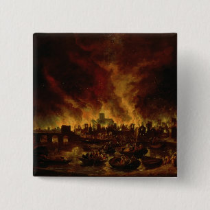 The Great Fire of London in 1666 15 Cm Square Badge