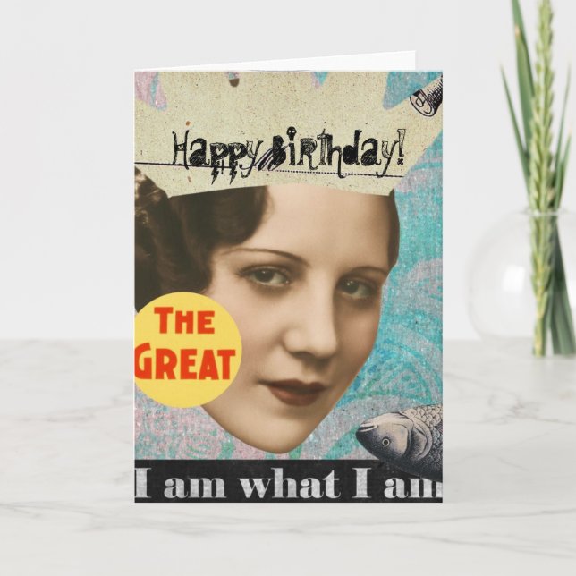 The Great Fish Queen Collage, Birthday Card (Front)