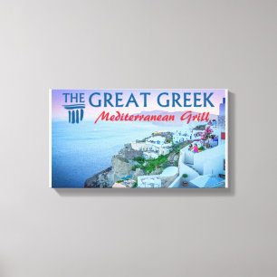 The Great Greek Mediterranean Grill Oia Santorini Canvas Print