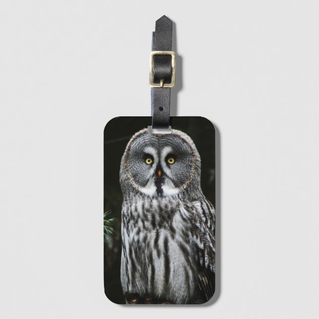 The Great Grey Owl bc ltcnm Luggage Tag (Front Vertical)
