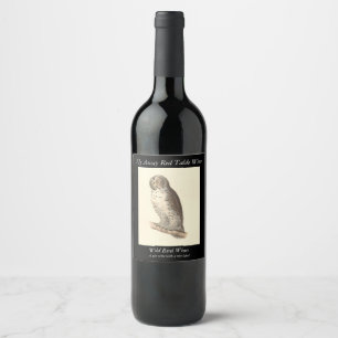 The Great Grey Owl (Strix nebulosa) NY Bird Image Wine Label