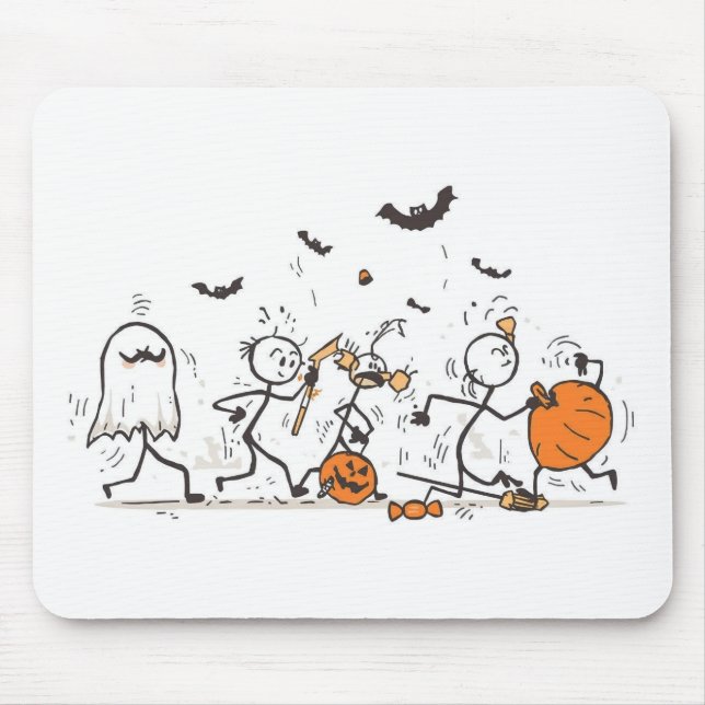 The Great Halloween Candy Fight – Playful Stick Mouse Pad (Front)