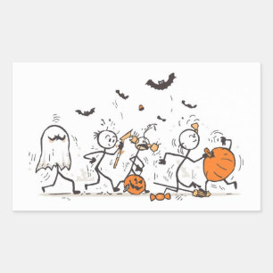 The Great Halloween Candy Fight – Playful Stick Rectangular Sticker