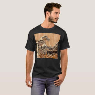 The Great Hokusai Wave Bamboo Wood Style decor T-Shirt