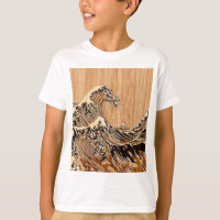 The Great Hokusai Wave Bamboo Wood Style decor