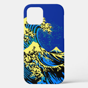 The Great Hokusai Wave in Blue Pop Art Style iPhone 12 Case