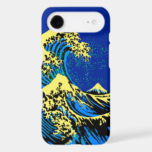 The Great Hokusai Wave in Blue Yellow Pop Style