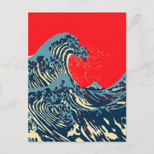 The Great Hokusai Wave in Colourful Style Postcard (Front)