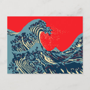 The Great Hokusai Wave in Colourful Style Postcard