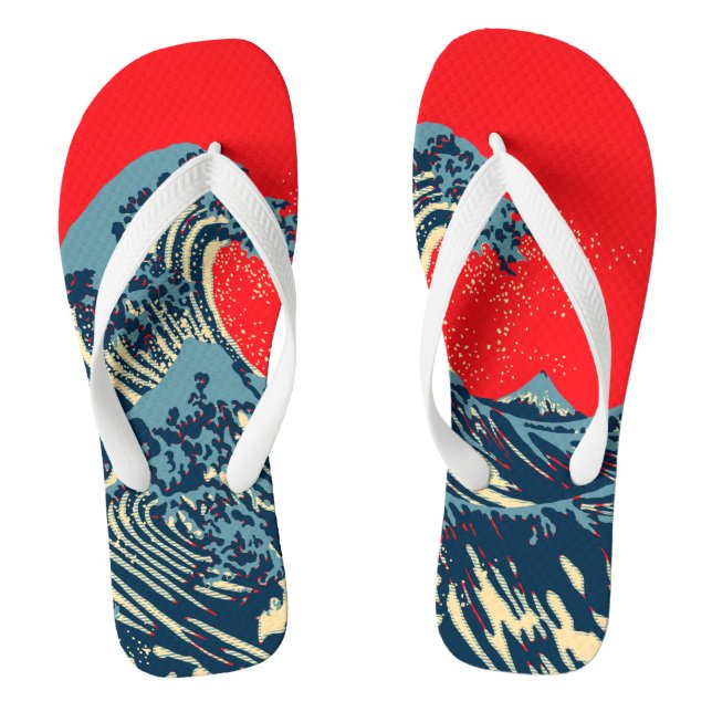 The Great Hokusai Wave in Hope Art Style Jandals (Footbed)