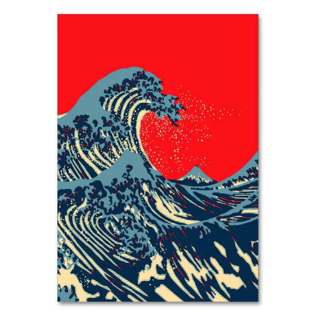 The Great Hokusai Wave in Hope Art Style Table Number (Front)