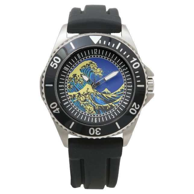 The Great Hokusai Wave in Pop Art Style Dial Watch (Front)
