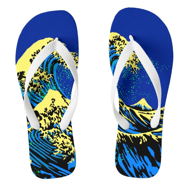 The Great Hokusai Wave in Pop Art Style Jandals (Footbed)