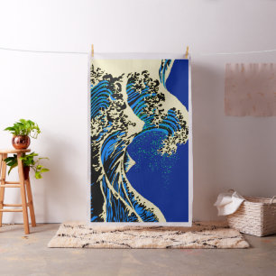 The Great Hokusai Wave in Vibrant Pop Style Fabric