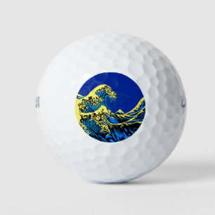 The Great Hokusai Wave in Vibrant Pop Style Golf Balls