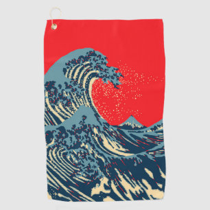 The Great Hokusai Wave in Vibrant Pop Style Golf Towel