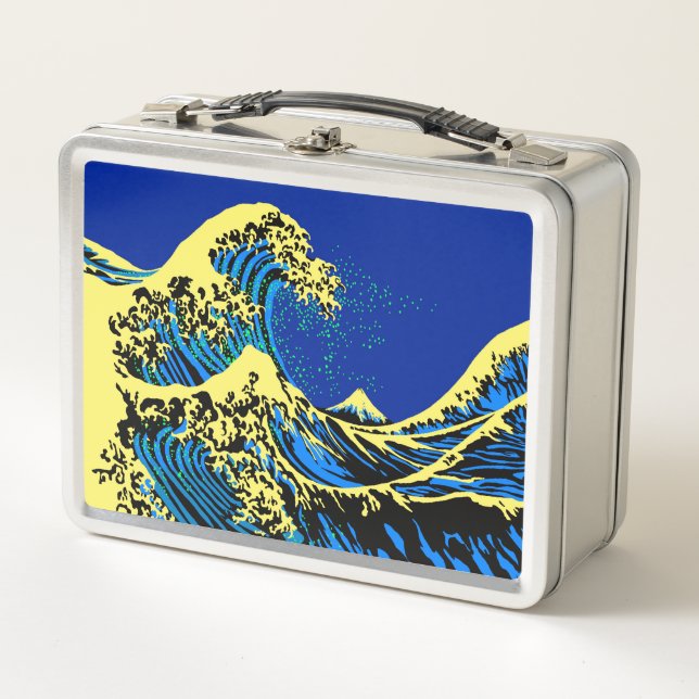 The Great Hokusai Wave in Vibrant Pop Style Metal Lunch Box (Front)