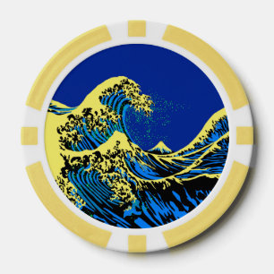 The Great Hokusai Wave in Vibrant Pop Style Poker Chips
