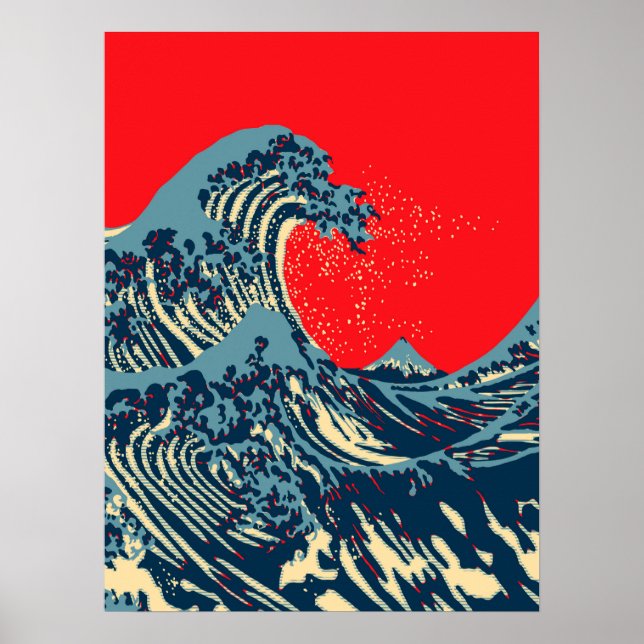 The Great Hokusai Wave in Vibrant Style Poster (Front)