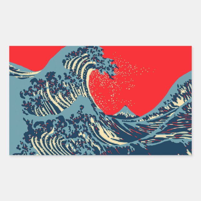 The Great Hokusai Wave in Vibrant Style Rectangular Sticker (Front)