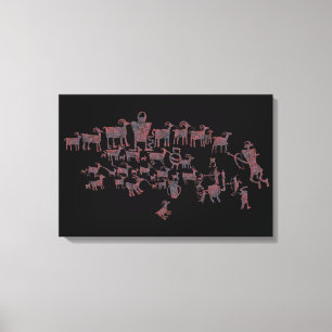 The Great Hunt Petroglyph Panel Canvas Print