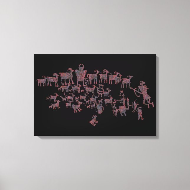 The Great Hunt Petroglyph Panel Canvas Print (Front)