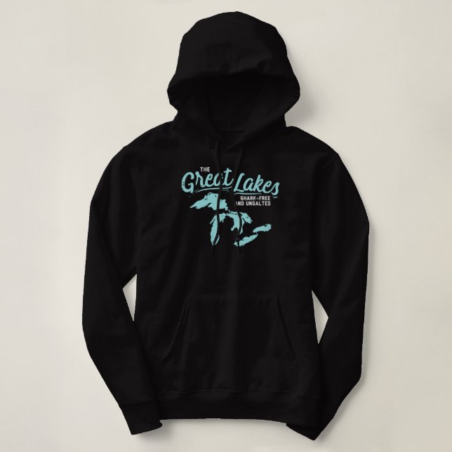 The Great Lakes Shark Free And Unsalted Summer Vac Hoodie (Design Front)