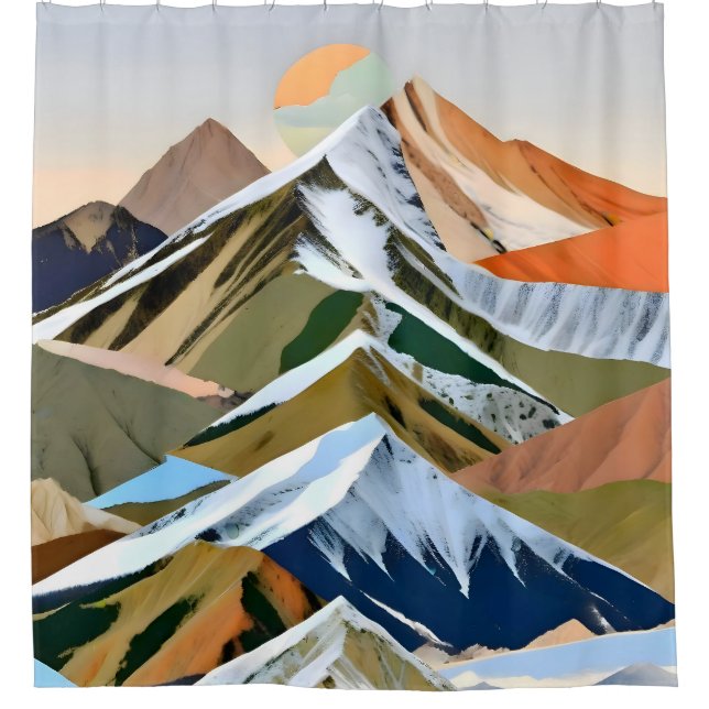 The Great Mountain Ranges Shower Curtain (Front)