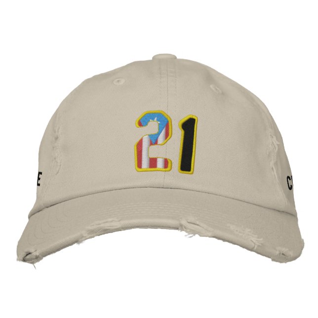 The Great One Number 21 Embroidered Distressed Hat (Front)