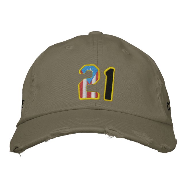 The Great One Number 21 Embroidered Distressed Hat (Front)