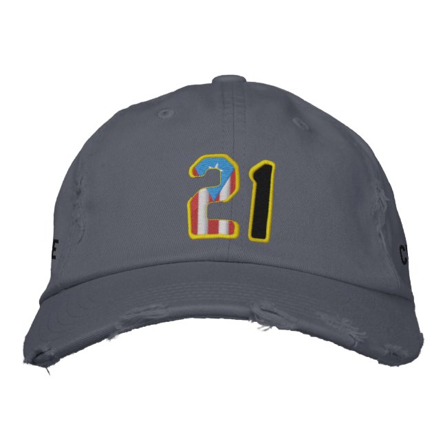The Great One Number 21 Embroidered Distressed Hat (Front)