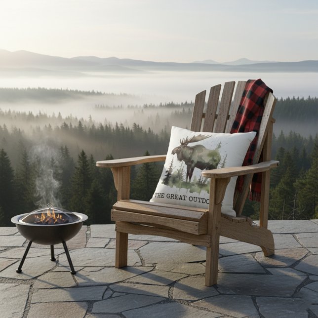 "The Great Outdoors" Customizable Watercolor Moose Cushion (Creator Uploaded)