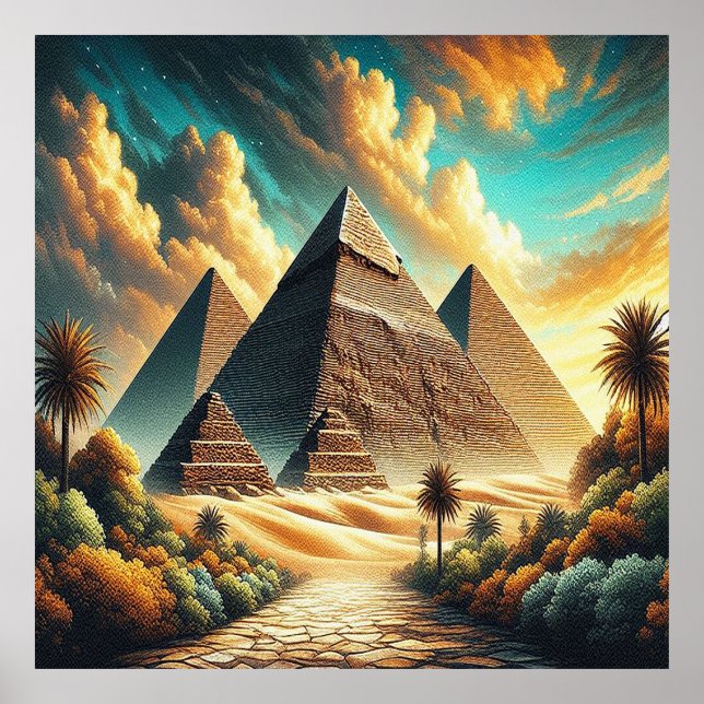The Great Pyramids of Giza Egypt Travel Poster (Front)