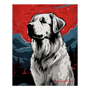 The Great Pyrenees Dog, Red and Black 005 - Ulises Poster